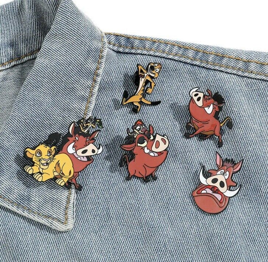 Lion King x5 Pin Badge Set Pumba Simba Timon Disney Movies Collect gift bag - SOScollectible