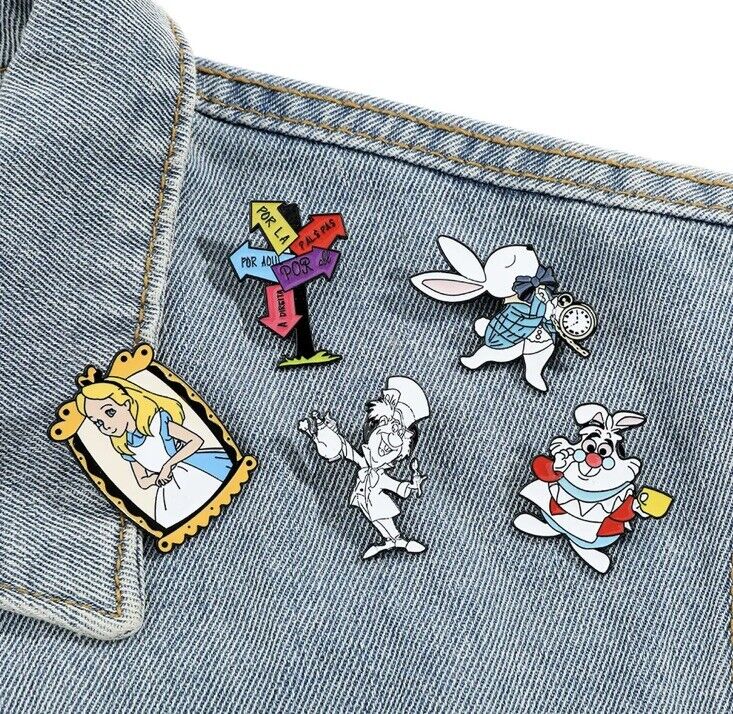 Lot of 6 Alice in Wonderland Pins - Disney Pin Set - Six Rare Pins gift bag - SOScollectible