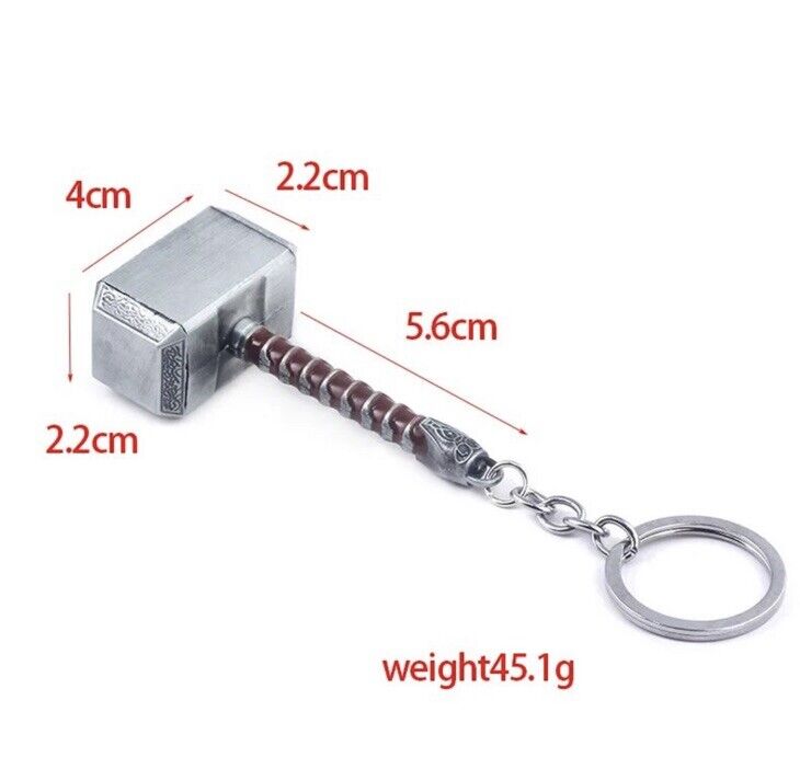 Marvel The Avengers Thor Hammer Pewter Metal ring Key Chain Bottle gift bag - SOScollectible