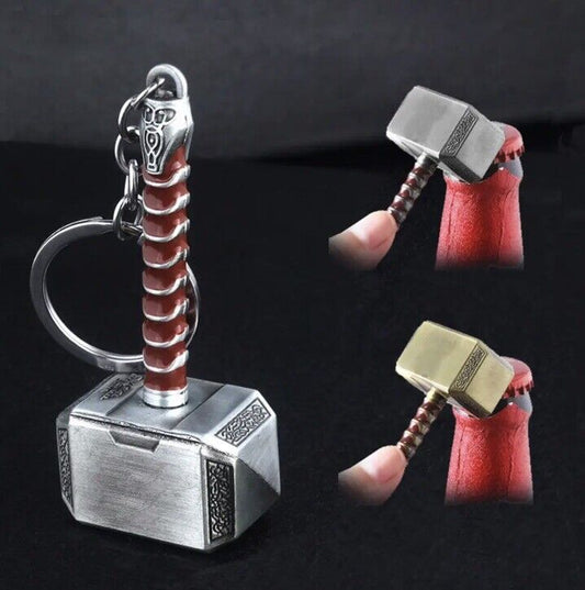 Marvel The Avengers Thor Hammer Pewter Metal ring Key Chain Bottle gift bag - SOScollectible