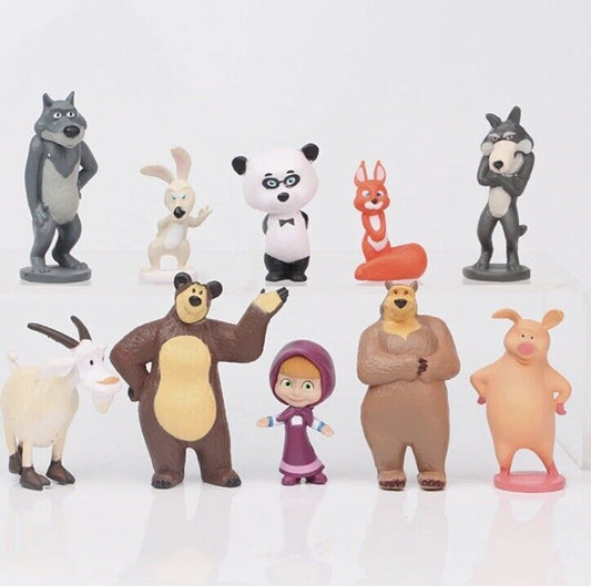 MASHA AND THE BEAR SET OF 10 CAKE TOPPERS Figurine For Kids Birthday ✅ - SOScollectible