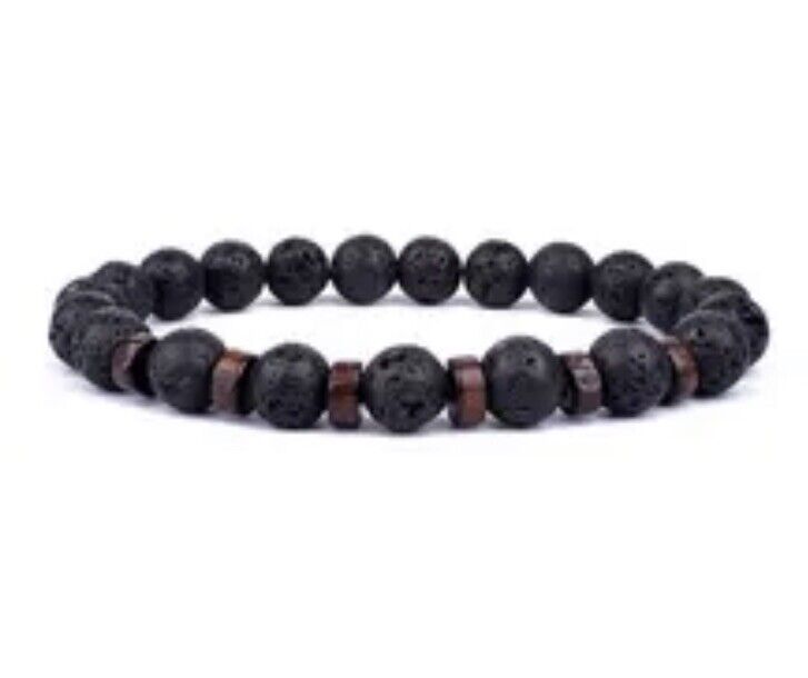 Mens Prayer Mala Beads Lava Rock Stone Chrysocolla Beaded Yoga Bracelet gift bag - SOScollectible