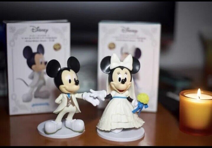 Mickey Mouse Minnie Mouse bride & groom Disney wedding 12cm Figures 🇬🇧 BOXED - SOScollectible