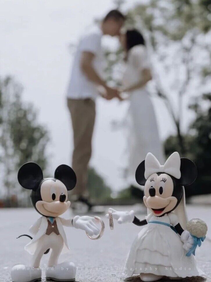 Mickey Mouse Minnie Mouse bride & groom Disney wedding 12cm Figures 🇬🇧 BOXED - SOScollectible