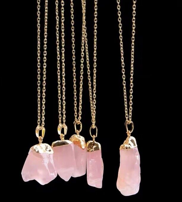 Natural Stone Pink Amethysts Irregular Shape Hand Made Pendant Necklace - SOScollectible