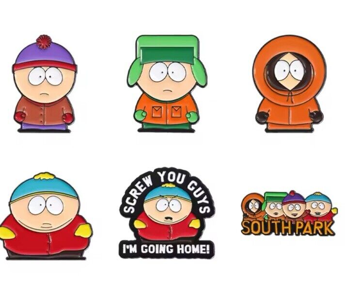 New South Park Set 5 Kenny Chef Stan Cartman Kyle pin badge tie pin badge metal - SOScollectible