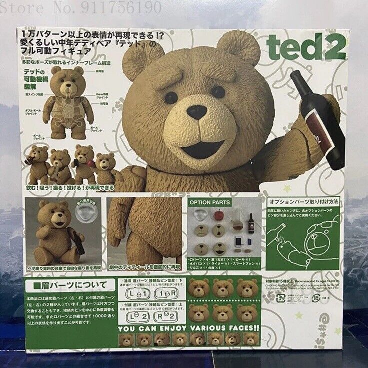 New TED 2 Movie Teddy Bear 4" Boxed Movable Figure Smoking Bong Drinking Uk 🇬🇧 - SOScollectible