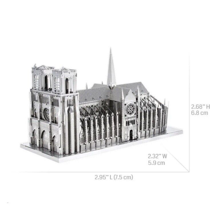 Notre Dame Cathedral 3D Metal Model Laser Cut DIY Puzzle - SOScollectible