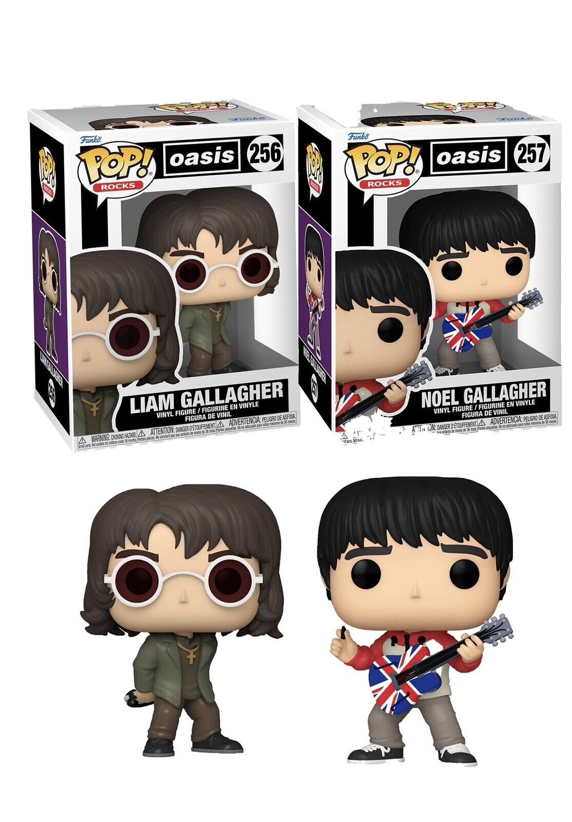 Oasis Liam And Noel Gallagher Funko Pop #256 & #257 Set Guitar In Stk Now Live - SOScollectible