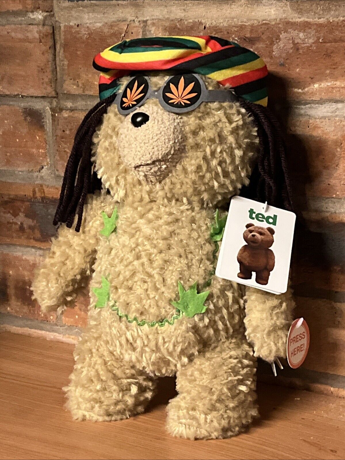 Official Rastafarian Rasta Talking Ted Bear Soft Toy 12in 31cm Brand New Gift - SOScollectible