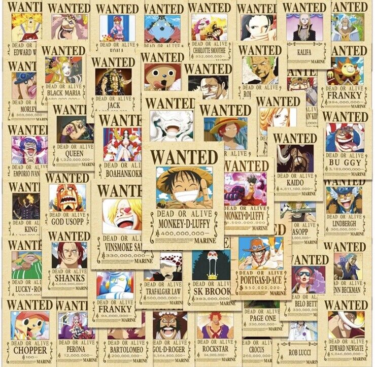 One Piece Anime Wanted Poster Stickers x10 Pieces ￼UK Seller Luffy Xmas Nami - SOScollectible