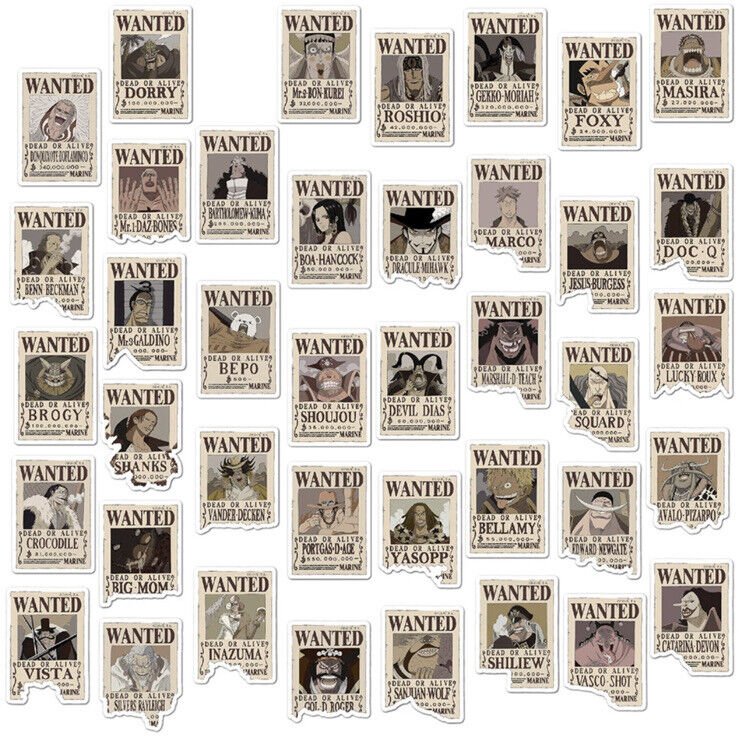 One Piece Anime Wanted Poster Stickers x80 Pieces ￼UK Seller Luffy Xmas Nami - SOScollectible