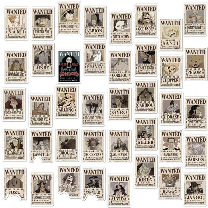 One Piece Anime Wanted Poster Stickers x80 Pieces ￼UK Seller Luffy Xmas Nami - SOScollectible