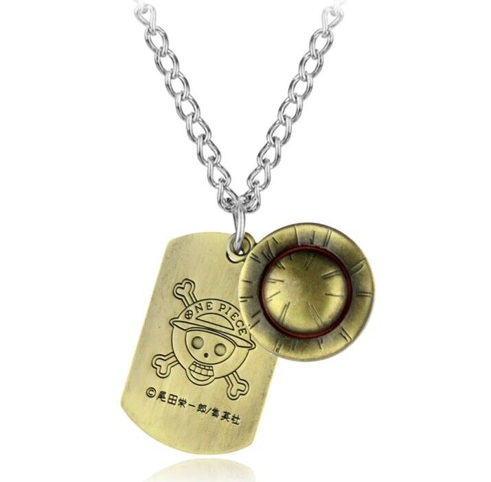 One Piece Skull And Cross Bones Luffy Dog Tag Anime Cosplay Necklace - SOScollectible