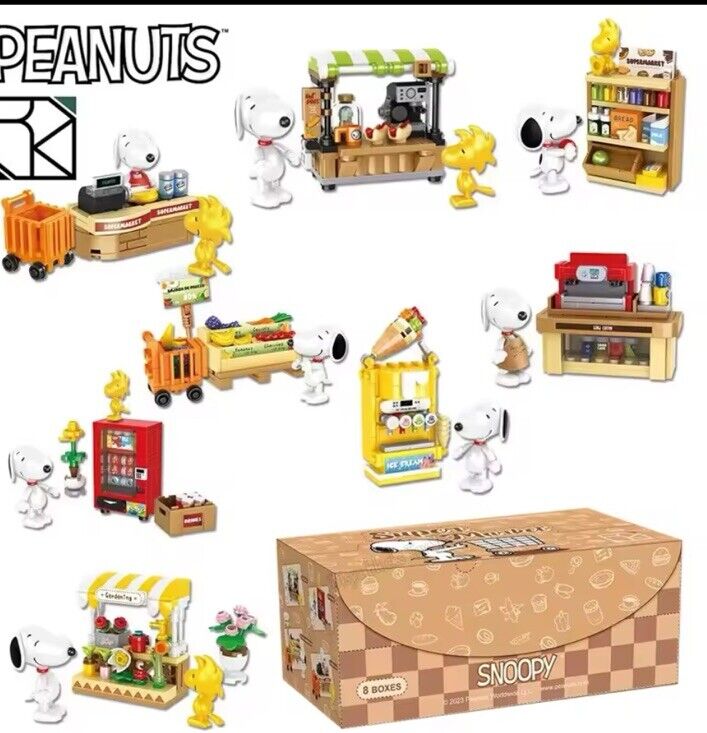 Peanuts Snoopy Supermarket Blocks box ‘ Coffee House ‘ 8 To Collect Set Gift - SOScollectible