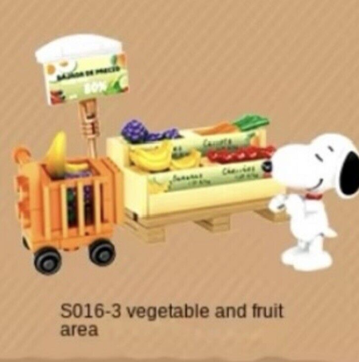 Peanuts Snoopy Supermarket Blocks box ‘ Fruit And Veg ‘ 8 To Collect Set Gift - SOScollectible