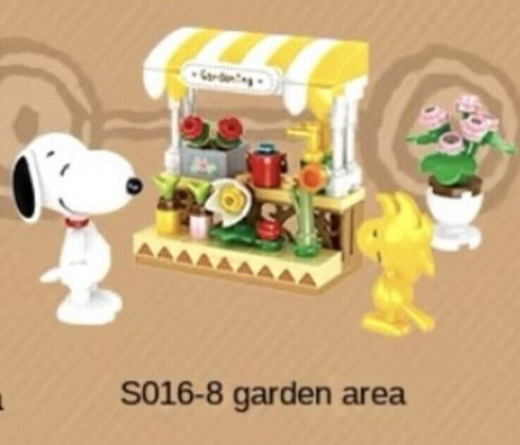 Peanuts Snoopy Supermarket Blocks box ‘ Garden Area ‘ 8 To Collect Set Gift - SOScollectible