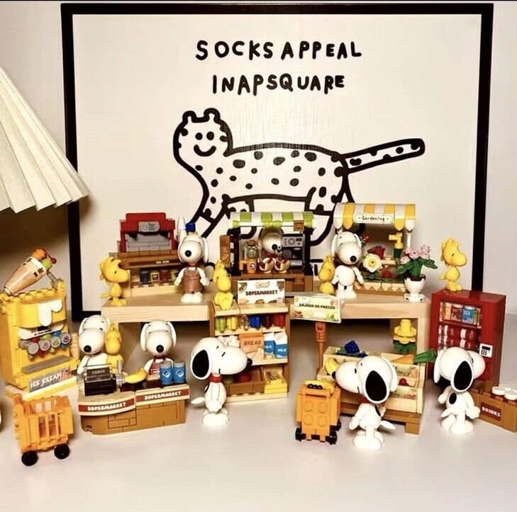 Peanuts Snoopy Supermarket Blocks box ‘ Snacks Area ‘ 8 To Collect Set Gift - SOScollectible