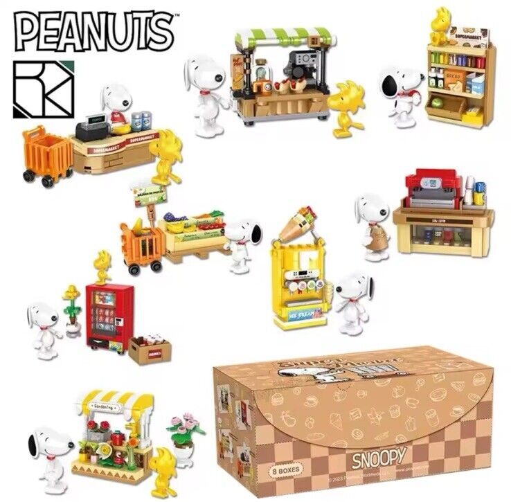 Peanuts Snoopy Supermarket Blocks mystery box ‘ CASHIER ‘ 8 To Collect Set Gift - SOScollectible