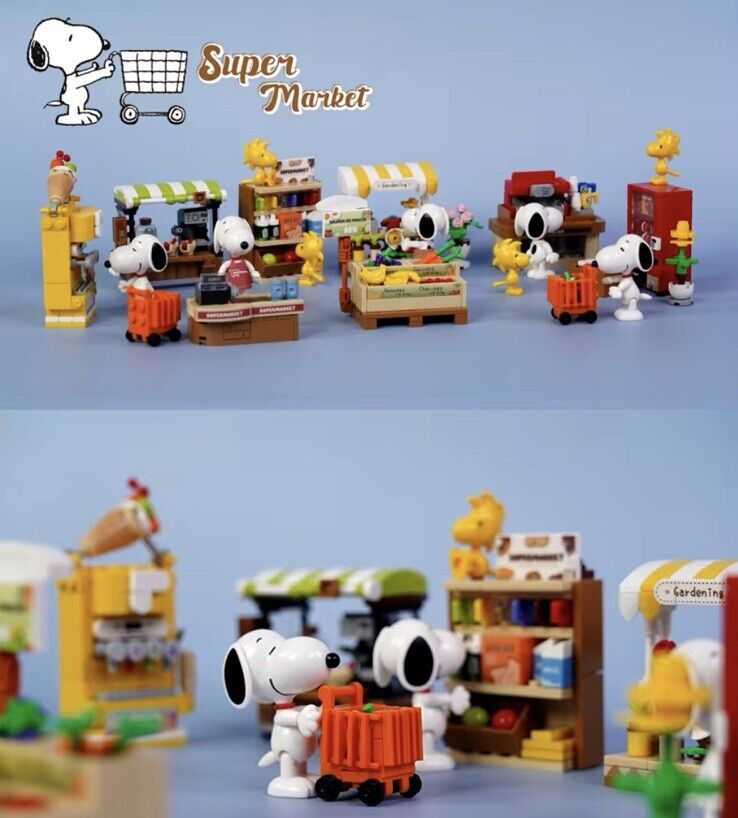 Peanuts Snoopy Supermarket Blocks mystery box ‘ CASHIER ‘ 8 To Collect Set Gift - SOScollectible