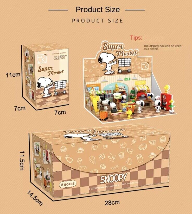 Peanuts Snoopy Supermarket Blocks mystery box ‘ CASHIER ‘ 8 To Collect Set Gift - SOScollectible