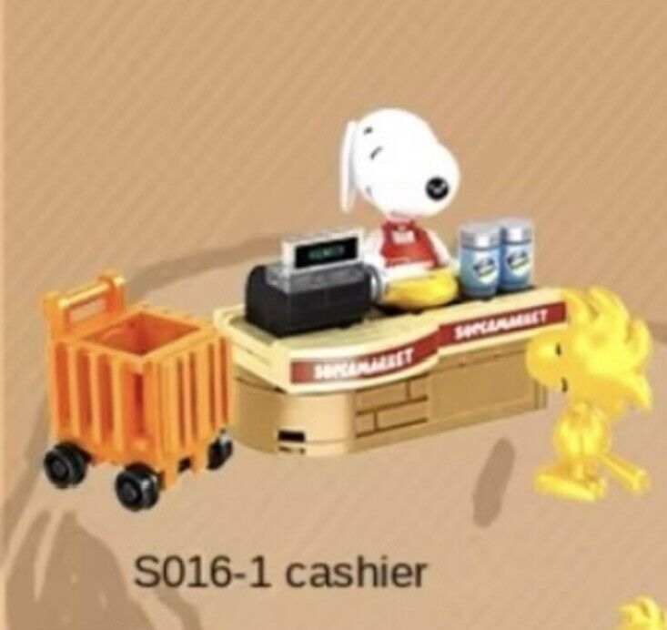 Peanuts Snoopy Supermarket Blocks mystery box ‘ CASHIER ‘ 8 To Collect Set Gift - SOScollectible