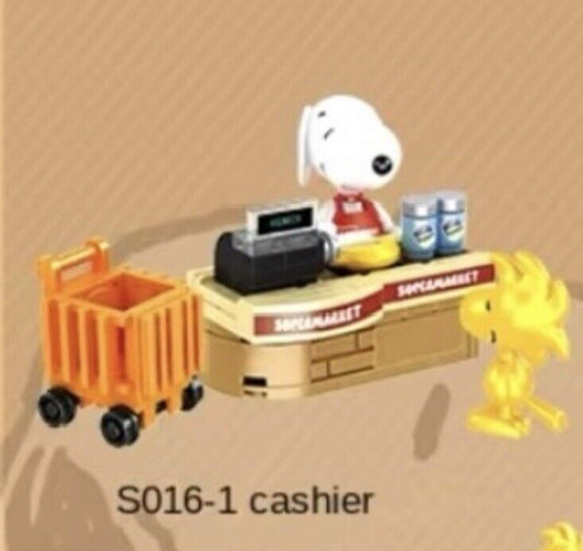 Peanuts Snoopy Supermarket Blocks mystery box ‘ CASHIER ‘ 8 To Collect Set Gift - SOScollectible