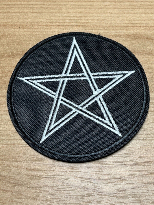 Pentagram Star Patch Halloween Biker Embroidered Iron Sew On Heavy Metal Goth - SOScollectible