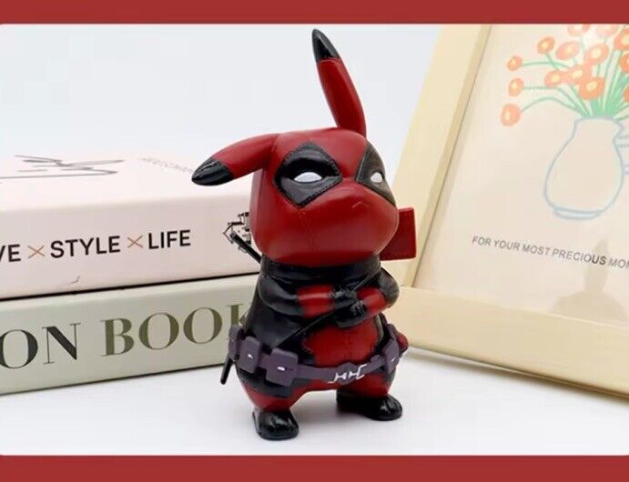 Pikachu Deadpool Mashup Marvel | 10cm Cute Figure Model | Collectible Gift Box - SOScollectible