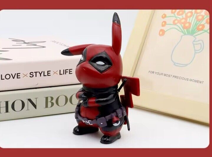 Pikachu Deadpool Mashup Marvel | 10cm Cute Figure Model | Collectible Gift Box - SOScollectible