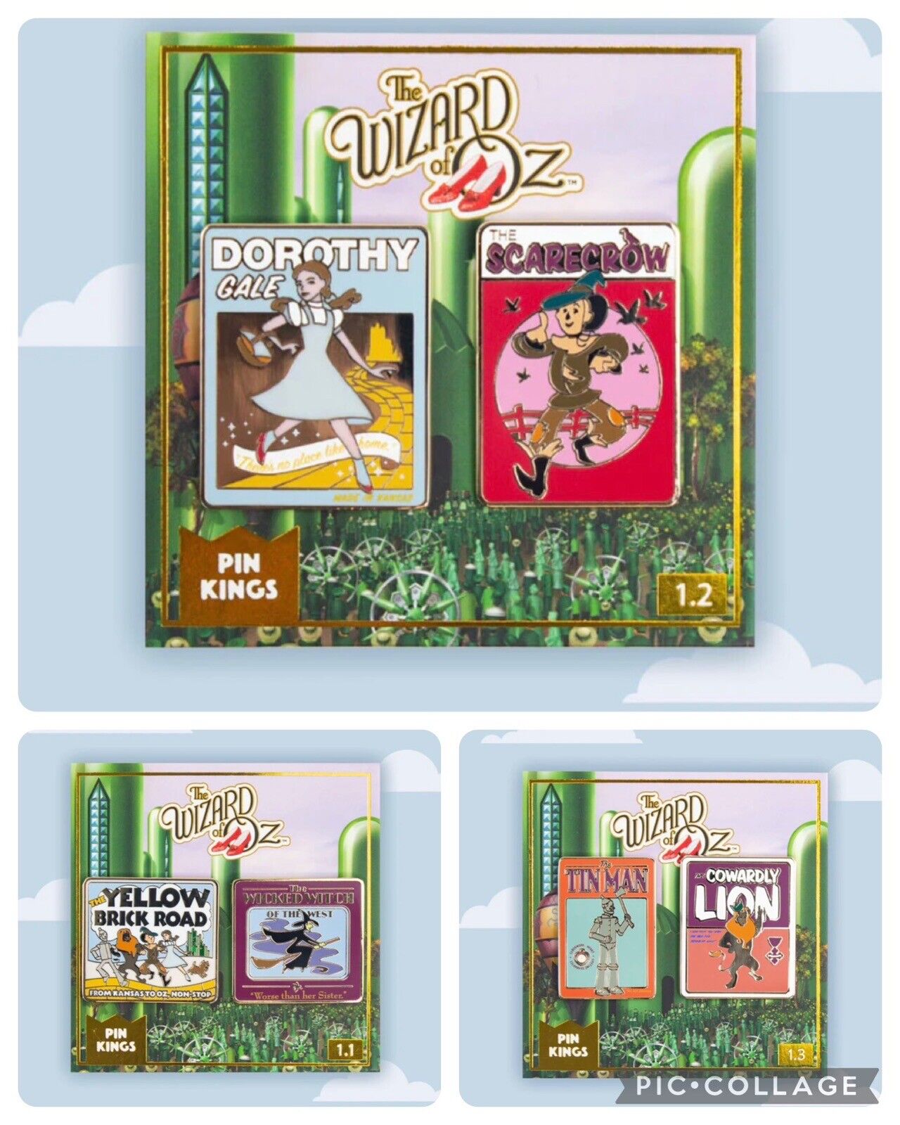 Pin Kings Official Wizard of Oz Tin Lion Road RARE 6x Pin Badges 1.1 1.2 1.3 Set - SOScollectible