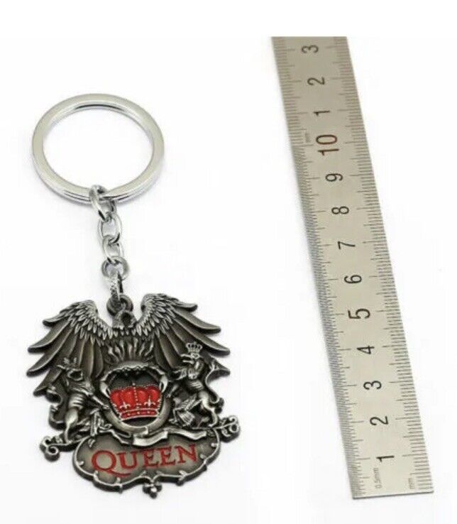 Queen Classic Rock Band Freddie Mercury Metal Gold Keychain Key Ring gift bag - SOScollectible