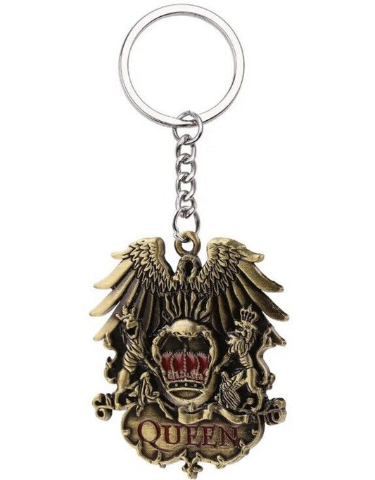 Queen Classic Rock Band Freddie Mercury Metal Gold Keychain Key Ring gift bag - SOScollectible