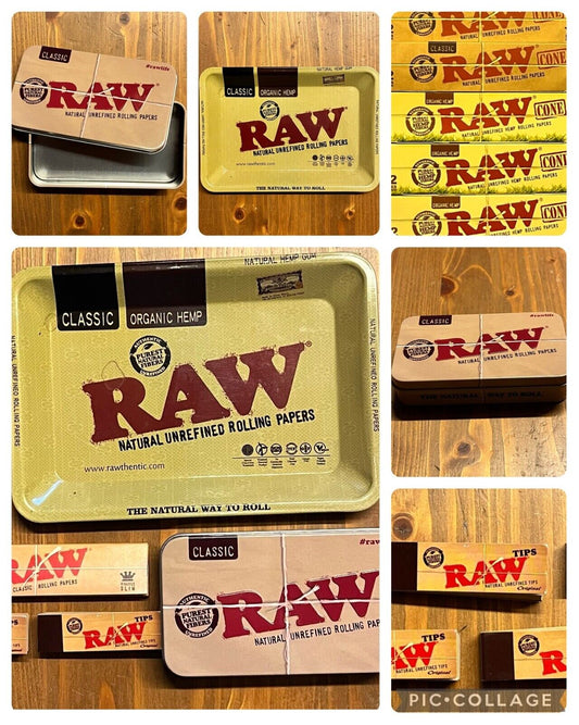 RAW Materials & merchandise Classic / refined / tins / trays / papers/ tips new - SOScollectible