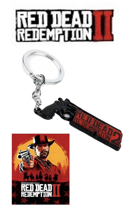 Red Dead Redemption II Revolver Gun Keyring Key GTA Rockstar Chain 🇬🇧 Gift bag - SOScollectible