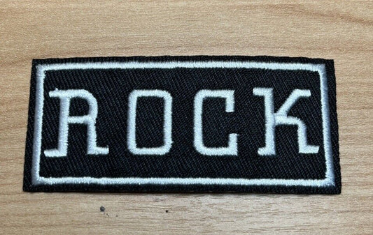 ROCK BLACK AND WHITE SEW OR IRON ON PATCH - SOScollectible