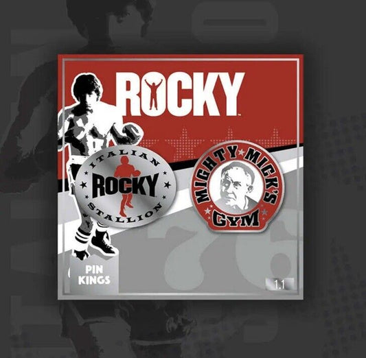 ROCKY PIN KINGS PIN SET X2 Pin Badges - Italian Stallion Boxing Sly Rare 1.1 - SOScollectible