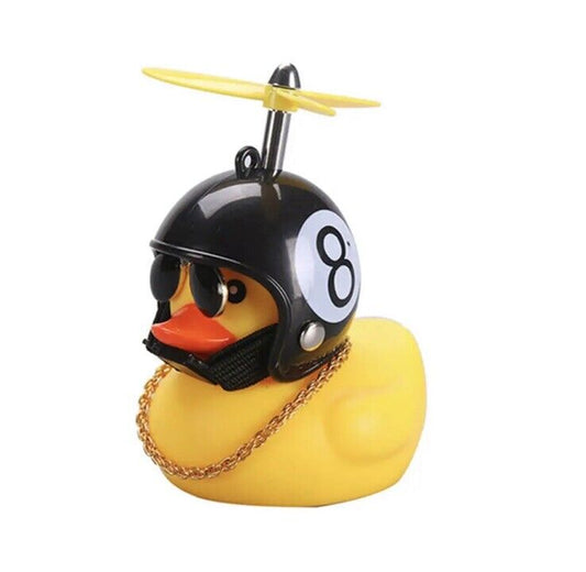 Rubber Gangster Duck With 8 Ball Helme Toy Car Ornaments Yellow Duck with Helmet - SOScollectible