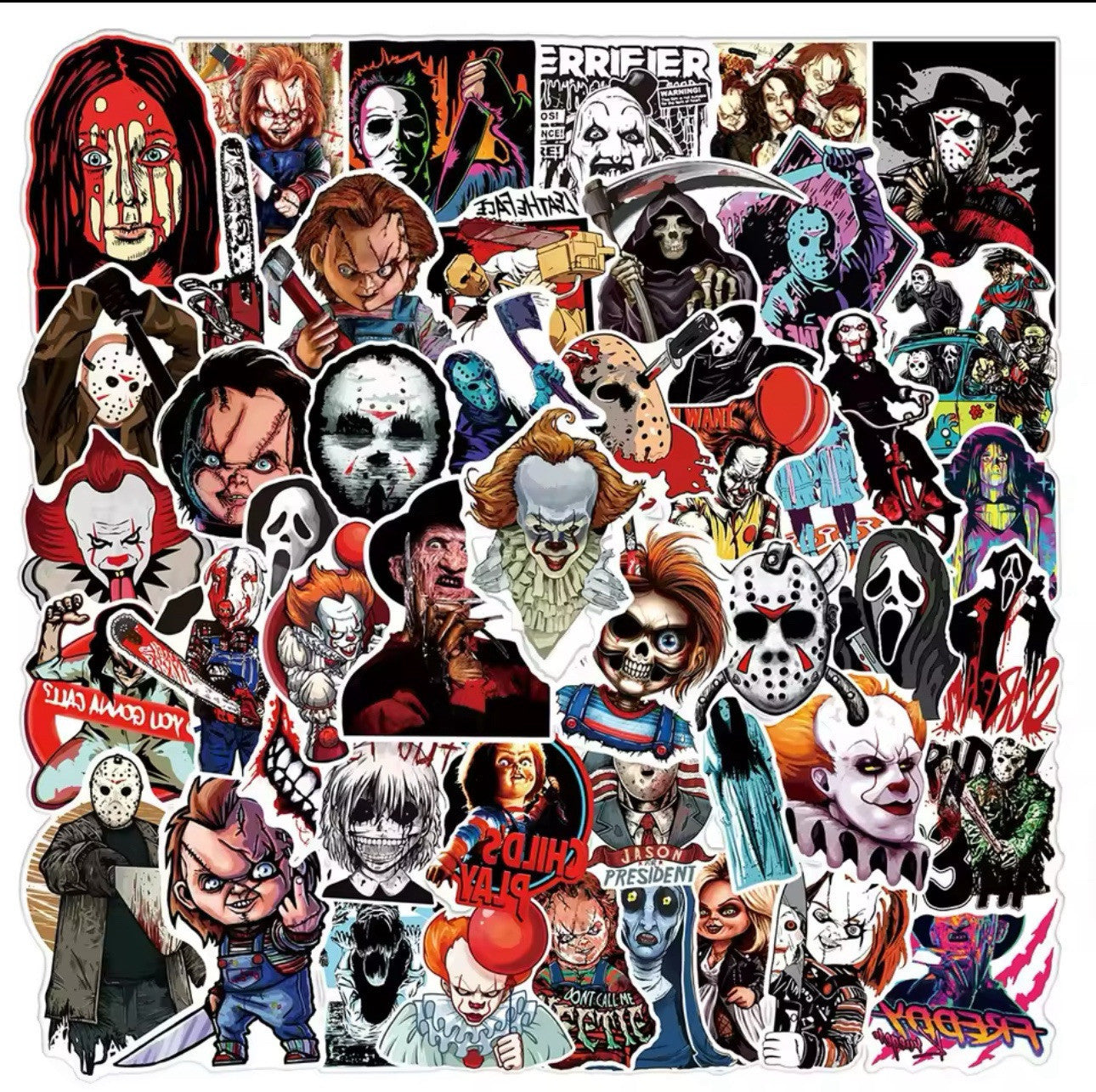 50X Horror Films Vinyl Graffiti Sticker Bomb Skate Terrifier Chucky It