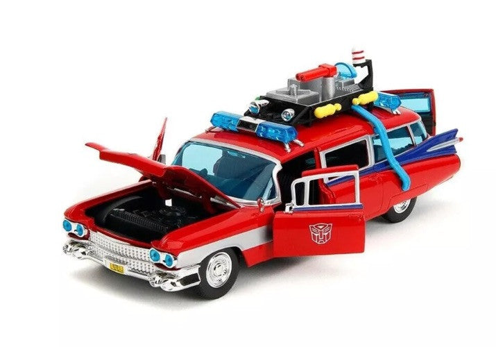 Jada 1:24 35466 Ghostbusters – ECTO-1/mash up with Optimus Prime In Stk End Mar