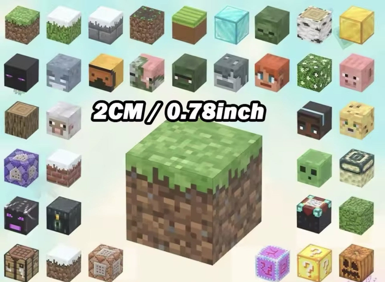 10x Mossy Stone Minecraft Magnetic Block Minecraft Cubes DIY Building Toys Set