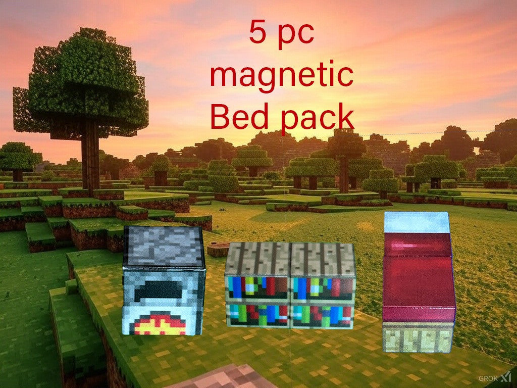 Magnetic Building Blocks 5pc Bedroom Pk 2cm Movie Bricks Build A Minecraft World