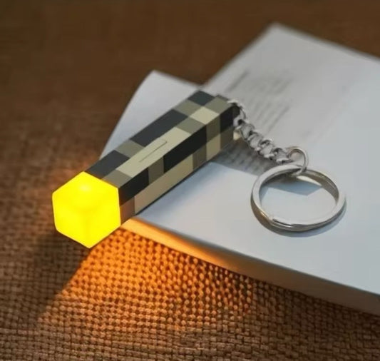 Minecraft Torch Keyring LED Keychain Light USB Rechargeable Torch Key Movie Gift