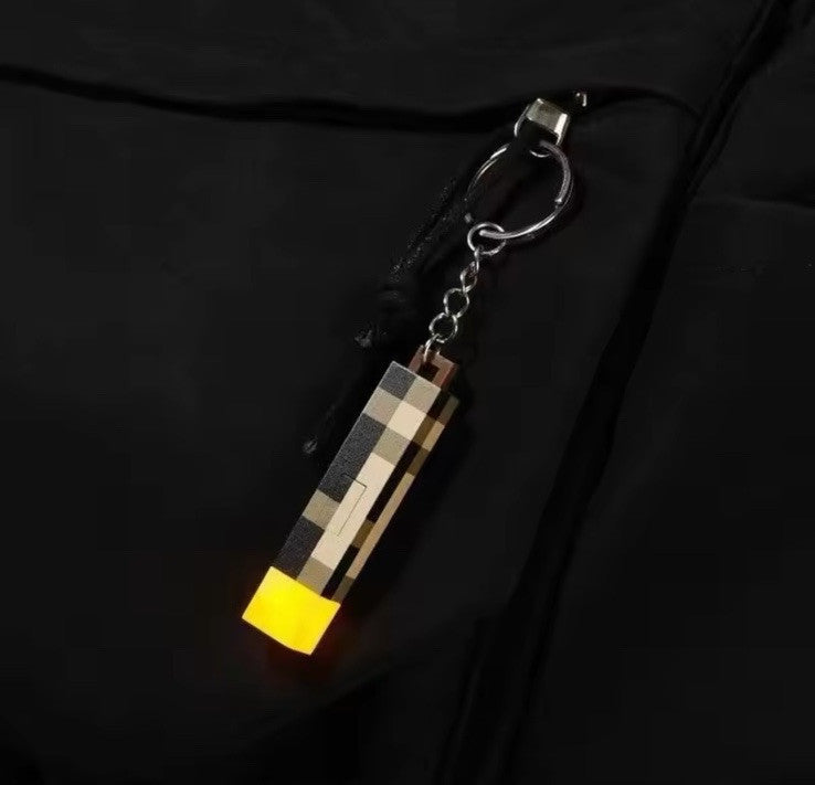 Minecraft Torch Keyring LED Keychain Light USB Rechargeable Torch Key Movie Gift