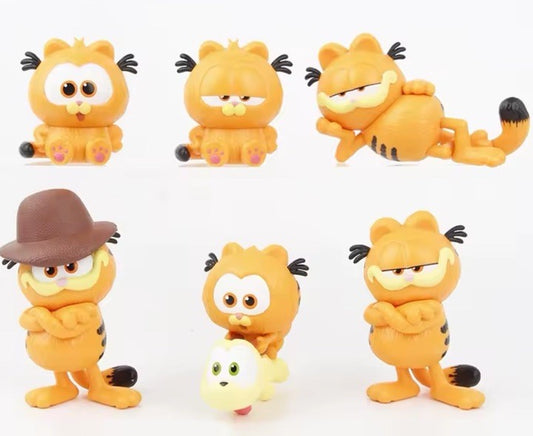 Garfield Odie Ginger Cat Action Figures Set - 6 Pcs Cute Models for Kids 6-9Cm