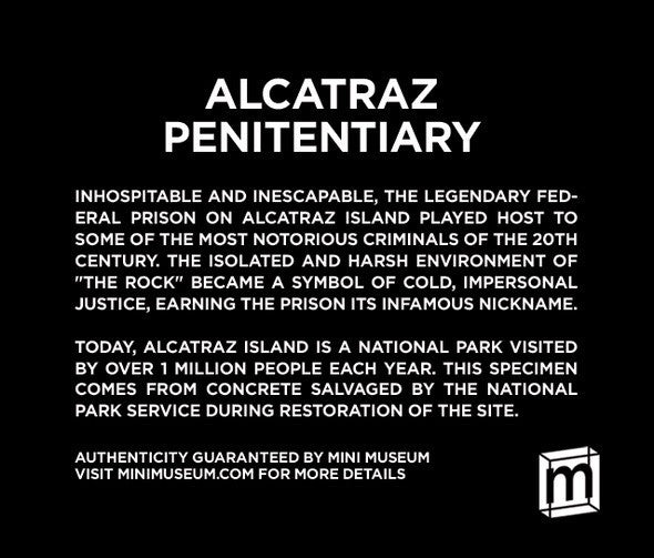 Mini Museum Alcatraz Genuine Collectible Piece Of The Prison Specimen With COA