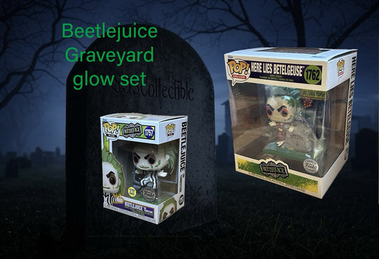 Funko Pop Beetlejuice - Here Lies Betelguise Deluxe 1762 & Glow On Grave Set