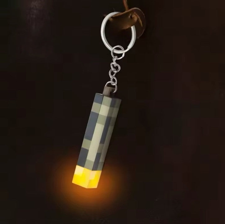 Minecraft Torch Keyring LED Keychain Light USB Rechargeable Torch Key Movie Gift