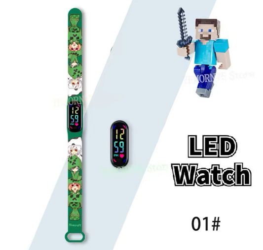 MINECRAFT PRINTED MULTICOLOURED LED WATCH MERCHANDISE Movie Gaming