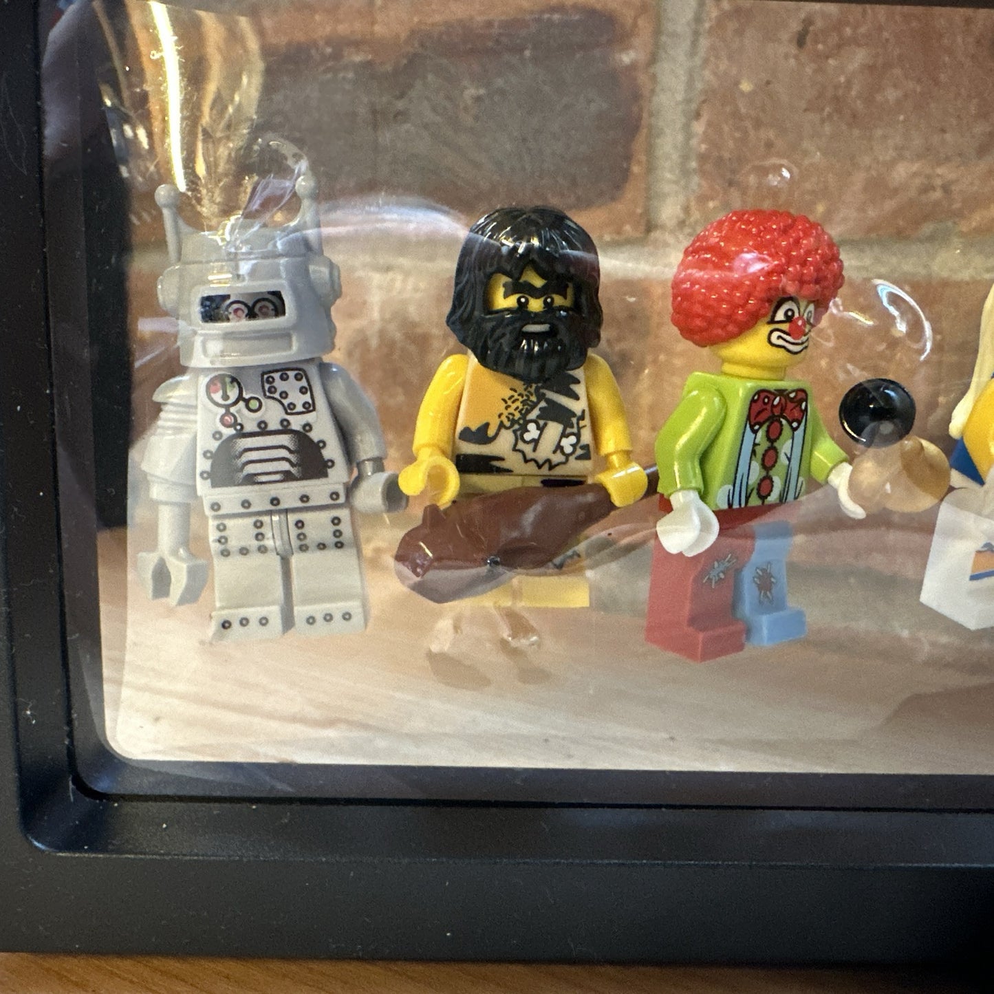 Brick Mini Figure Display Case Homage To Series 1 Robot Caveman Cowboy Spaceman